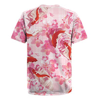 Pink Palaka Hawaii Aloha Rugby Jersey Koi Pond Mix Sakura - Polynesian Pride