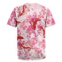 Pink Palaka Hawaii Aloha Rugby Jersey Koi Pond Mix Sakura - Polynesian Pride