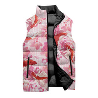 Pink Palaka Hawaii Aloha Sleeveless Puffer Jacket Koi Pond Mix Sakura - Polynesian Pride