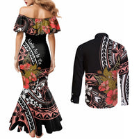 Hawaii Valentine Couples Matching Mermaid Dress and Long Sleeve Button Shirt Plumeria Aloha Wau Ia Oe LT7 - Polynesian Pride