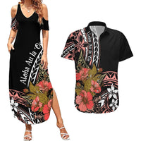 Hawaii Valentine Couples Matching Summer Maxi Dress and Hawaiian Shirt Plumeria Aloha Wau Ia Oe LT7 Pink - Polynesian Pride
