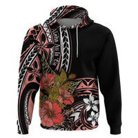 Hawaii Valentine Zip Hoodie Plumeria Aloha Wau Ia Oe LT7 Pullover Hoodie Pink - Polynesian Pride