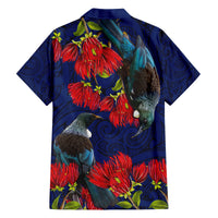 New Zealand Family Matching Off Shoulder Short Dress and Hawaiian Shirt Tui Couple with Pohutukawa LT7 - Polynesian Pride