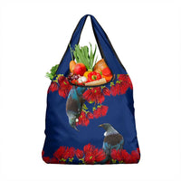New Zealand Pohutukawa with Tui Birds Grocery Bag Version 2