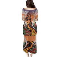 Hawaii Women's Day Tribal Family Matching Puletasi and Hawaiian Shirt Pele Honua Mea