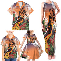 Hawaii Women's Day Tribal Family Matching Tank Maxi Dress and Hawaiian Shirt Pele Honua Mea