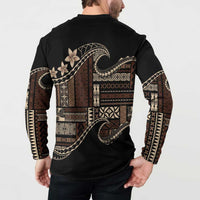 Samoa Siapo Mamanu Button Sweatshirt Waves Motifs