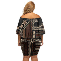 Samoa Siapo Mamanu Family Matching Off Shoulder Short Dress and Hawaiian Shirt Waves Motifs