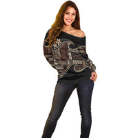Samoa Siapo Mamanu Off Shoulder Sweater Waves Motifs