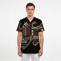 Samoa Siapo Mamanu Scrub Top Waves Motifs - Polynesian Pride