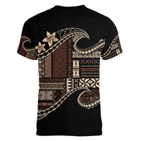 Samoa Siapo Mamanu Women V-Neck T-Shirt Waves Motifs