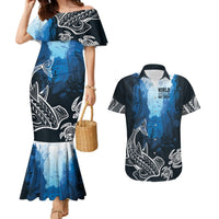 World Ocean Day Pasifika Couples Matching Mermaid Dress and Hawaiian Shirt Awaken New Depths LT7 Blue - Polynesian Pride