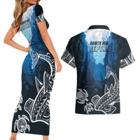 World Ocean Day Pasifika Couples Matching Short Sleeve Bodycon Dress and Hawaiian Shirt Awaken New Depths LT7 - Polynesian Pride