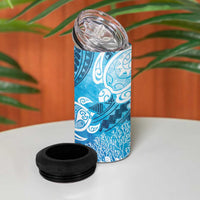Hawaii World Ocean Day 4 in 1 Can Cooler Tumbler Kakau Turtles