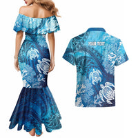 Hawaii World Ocean Day Couples Matching Mermaid Dress and Hawaiian Shirt Kakau Turtles LT7 - Polynesian Pride