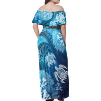 Hawaii World Ocean Day Family Matching Off Shoulder Maxi Dress and Hawaiian Shirt Kakau Turtles