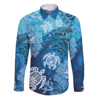 Hawaii World Ocean Day Family Matching Tank Maxi Dress and Hawaiian Shirt Kakau Turtles