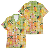 Aloha Hawaii Palaka Print Mango Plumeria Family Matching Off Shoulder Maxi Dress and Hawaiian Shirt Tropical Vibes