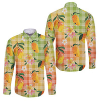 Aloha Hawaii Palaka Print Mango Plumeria Family Matching Puletasi and Hawaiian Shirt Tropical Vibes