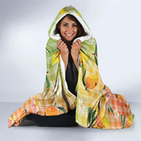 Aloha Hawaii Palaka Print Mango Plumeria Hooded Blanket Tropical Vibes