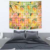 Aloha Hawaii Palaka Print Mango Plumeria Tapestry Tropical Vibes