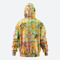 Aloha Hawaii Palaka Print Mango Plumeria Zip Hoodie Tropical Vibes