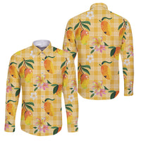 Aloha Hawaii Palaka Print Mango Plumeria Family Matching Off Shoulder Short Dress and Hawaiian Shirt Fresh Lemon