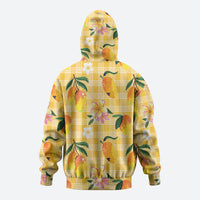 Aloha Hawaii Palaka Print Mango Plumeria Hoodie Fresh Lemon