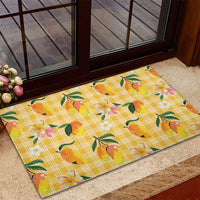 Aloha Hawaii Palaka Print Mango Plumeria Rubber Doormat Fresh Lemon