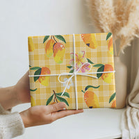 Aloha Hawaii Palaka Print Mango Plumeria Wrapping Paper Fresh Lemon