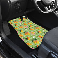 Aloha Hawaii Palaka Print Mango Plumeria Car Mats Cool Mint