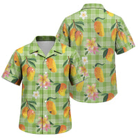 Aloha Hawaii Palaka Print Mango Plumeria Family Matching Summer Maxi Dress and Hawaiian Shirt Cool Mint