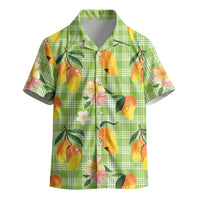 Aloha Hawaii Palaka Print Mango Plumeria Kid Hawaiian Shirt Cool Mint