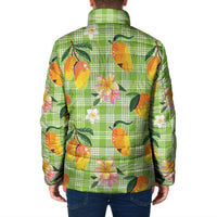 Aloha Hawaii Palaka Print Mango Plumeria Padded Jacket Cool Mint