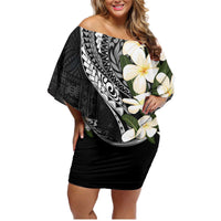 Aloha Hawaii Festive Family Matching Off Shoulder Short Dress and Hawaiian Shirt Frangipani Lace Classic