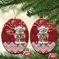 Here For A Koality Xmas Australia Abogirinal Ceramic Ornament Santa Koala - Polynesian Pride