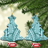 Samoa Tapa Ceramic Ornament Siapo Mix Tatau Patterns - Teal LT7 Christmas Tree Teal - Polynesian Pride