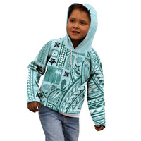 Samoa Tapa Kid Hoodie Siapo Mix Tatau Patterns - Teal LT7 - Polynesian Pride
