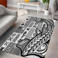 Samoa Tapa Area Rug Siapo Mix Tatau Patterns - White LT7 - Polynesian Pride