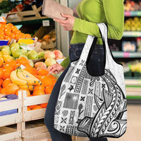 Samoa Tapa Grocery Bag Siapo Mix Tatau Patterns - White