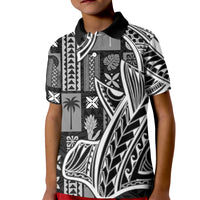Samoa Tapa Kid Polo Shirt Siapo Mix Tatau Patterns - Black LT7 Kid Black - Polynesian Pride