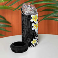 Hawaii Aloha 4 in 1 Can Cooler Tumbler Plumeria Vintage - Black
