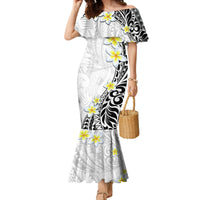 Hawaii Aloha Family Matching Mermaid Dress and Hawaiian Shirt Plumeria Vintage - White LT7 Mom's Dress White - Polynesian Pride