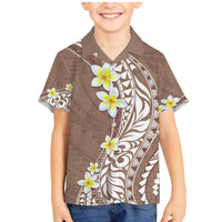 Hawaii Aloha Family Matching Mermaid Dress and Hawaiian Shirt Plumeria Vintage - Brown LT7 Son's Shirt Brown - Polynesian Pride