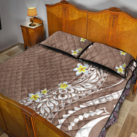 Hawaii Aloha Quilt Bed Set Plumeria Vintage - Brown LT7 - Polynesian Pride