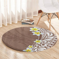 Hawaii Aloha Round Carpet Plumeria Vintage - Brown LT7 - Polynesian Pride