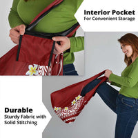 Hawaii Aloha Grocery Bag Plumeria Vintage - Crimson