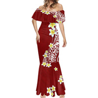 Hawaii Aloha Mermaid Dress Plumeria Vintage - Crimson LT7 - Polynesian Pride