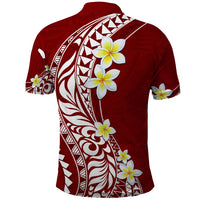 Hawaii Aloha Polo Shirt Plumeria Vintage - Crimson LT7 - Polynesian Pride