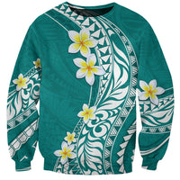 Hawaii Aloha Sweatshirt Plumeria Vintage - Teal LT7 Unisex Teal - Polynesian Pride